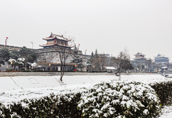 冬天中国陕西西安明城墙雪景