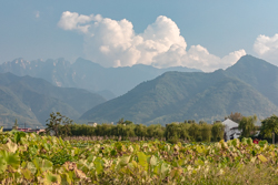 中国陕西西安秦岭北麓山脉山下风景