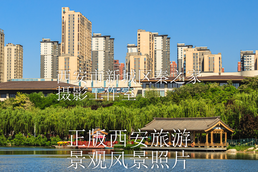 春天的中国陕西西安曲江池遗址公园景观风景