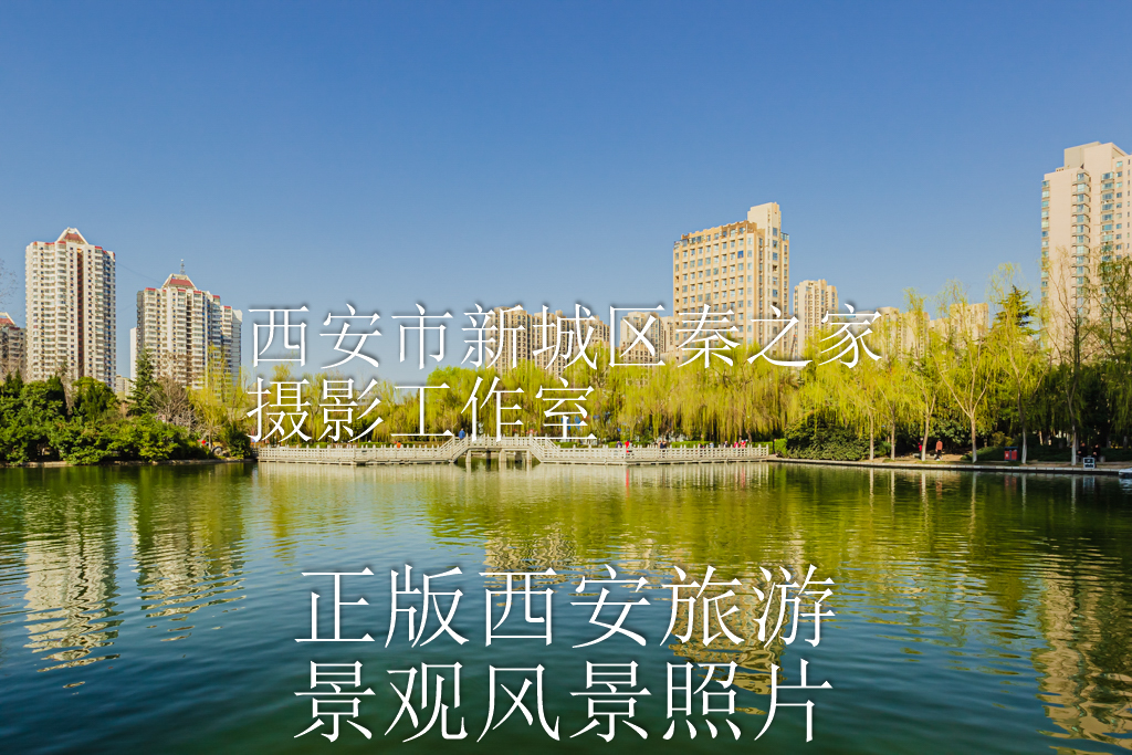 春天的中国陕西西安丰庆公园景观风景