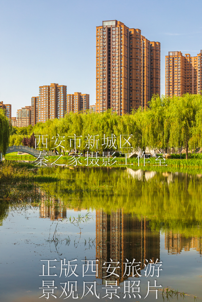 夏季晴天中国陕西西安樊川公园风景